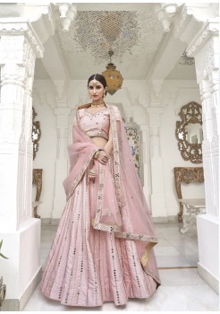 Pink Color  Net  Lehenga Heavy Silk With Santoon Inner